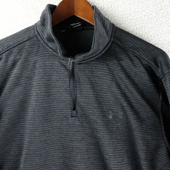 Under Armour Sweater Boys Extra Large Gray Striped Storm Quarter Zip Lightweight - Picture 2 of 8
